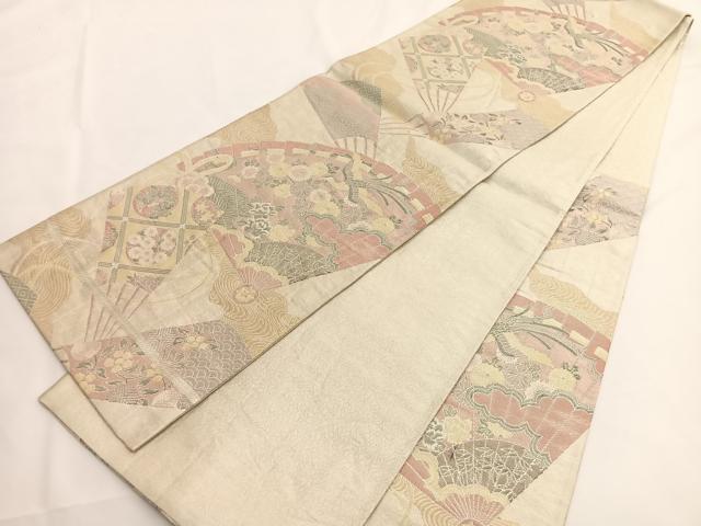 平和屋着物◎900織特選佐賀錦　六通柄袋帯　鳳凰檜扇花文　金銀糸　正絹　逸品　BAAV8892hv