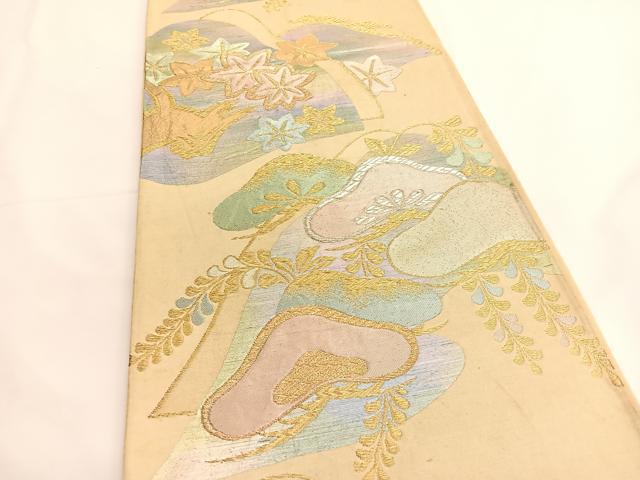 平和屋着物◎六通柄袋帯　遠山松楓文　金銀糸　正絹　逸品　BAAV8900hv