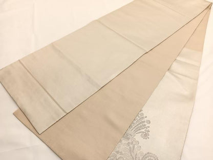 平和屋着物◎太鼓柄　本袋帯　飾花文　銀糸　引箔　正絹　逸品　BAAV8907hv
