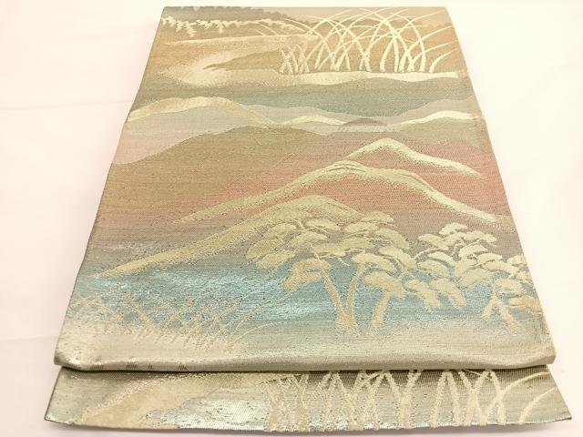 平和屋着物◎六通柄 京袋帯 風景文 金糸 正絹 逸品 BAAV8918hv