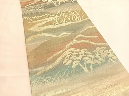 平和屋着物◎六通柄 京袋帯 風景文 金糸 正絹 逸品 BAAV8918hv
