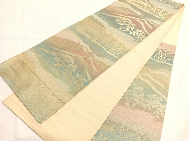 平和屋着物◎六通柄 京袋帯 風景文 金糸 正絹 逸品 BAAV8918hv