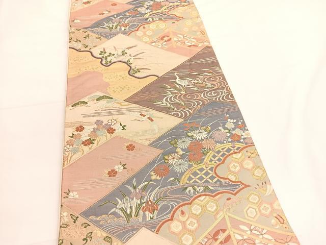 平和屋着物◎六通柄袋帯 唐織 御所解文 金糸 正絹 逸品 BAAV8920hv