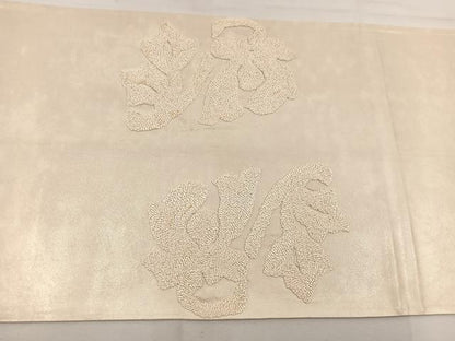 平和屋着物◎太鼓柄袋帯　総刺繍　枝花文　引箔　正絹　逸品　BAAV9118mz