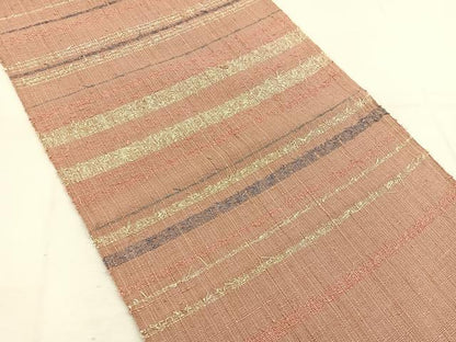 平和屋着物●八寸名古屋帯 紬地 横段文 正絹 逸品 BAAV9120mz