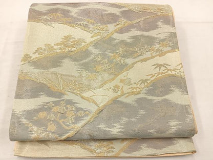 平和屋着物◎六通柄 京袋帯 枝花文 金銀糸 正絹 逸品 BAAV9141mz