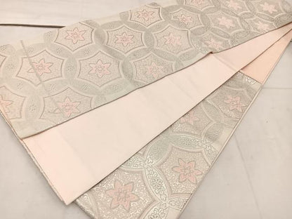 平和屋着物◎六通柄袋帯 唐織 花丸文 銀糸 正絹 逸品 BAAV9142mz