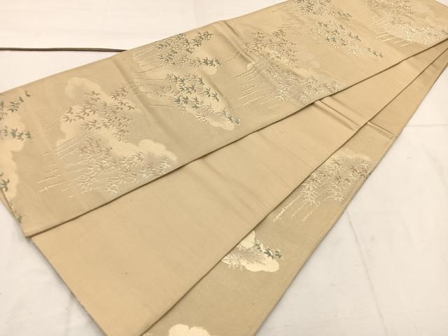 平和屋着物◎六通柄袋帯 雲重ね笹竹文 金糸 正絹 逸品 BAAV9149mz