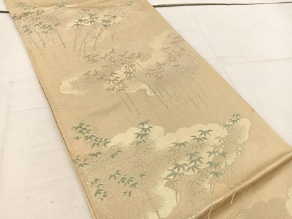 平和屋着物◎六通柄袋帯 雲重ね笹竹文 金糸 正絹 逸品 BAAV9149mz