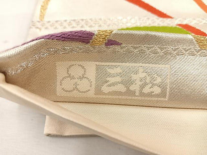 平和屋着物◎六通柄袋帯 唐織 草葉文 金糸 正絹 逸品 BAAV9150mz