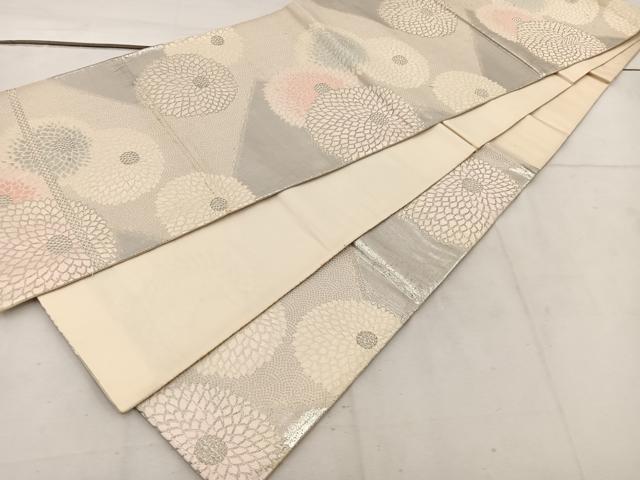 平和屋着物◎六通柄袋帯 唐織 菊 銀糸 正絹 逸品 BAAV9157mz