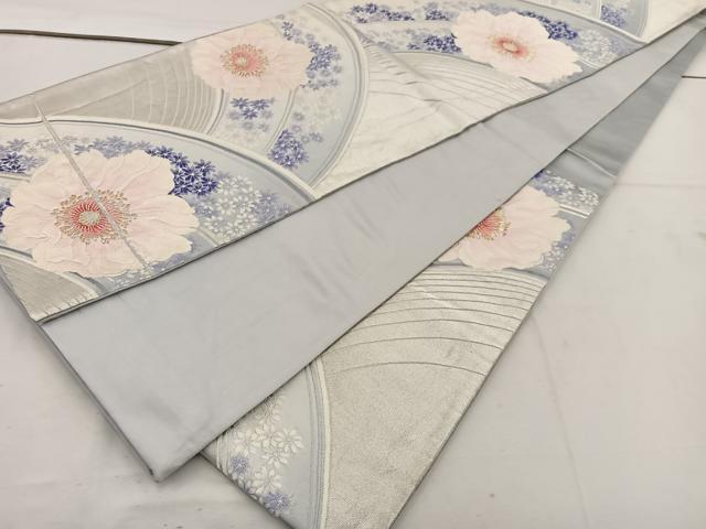 平和屋着物◎六通柄袋帯 唐織 草花文 銀つづれ 金銀糸 正絹 逸品 BAAV9160mz