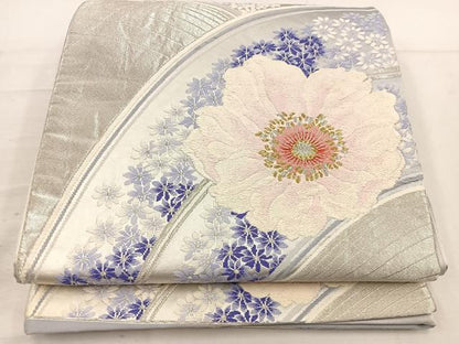 平和屋着物◎六通柄袋帯 唐織 草花文 銀つづれ 金銀糸 正絹 逸品 BAAV9160mz