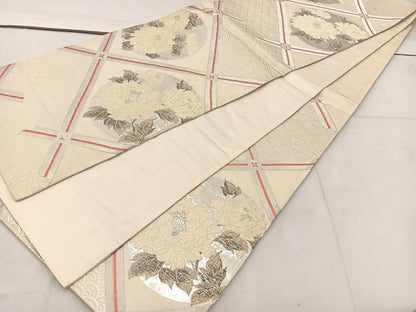 平和屋着物◎六通柄袋帯　花丸文　金銀糸　正絹　逸品　BAAV9172mz