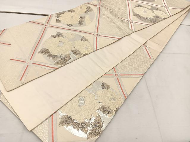 平和屋着物◎六通柄袋帯　花丸文　金銀糸　正絹　逸品　BAAV9172mz