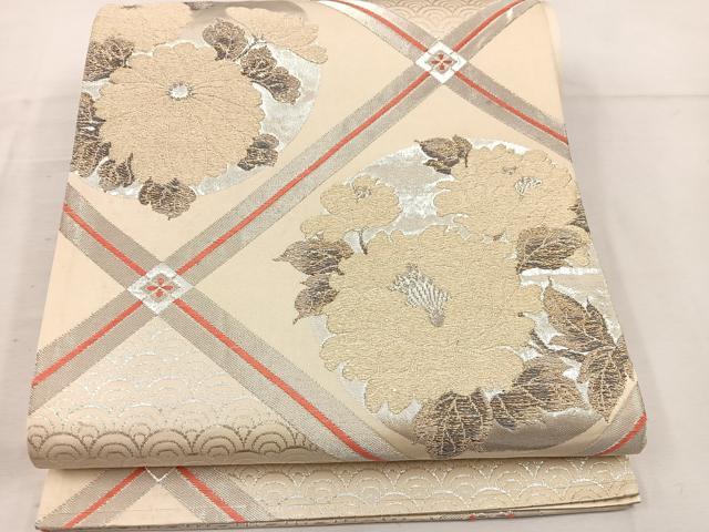 平和屋着物◎六通柄袋帯　花丸文　金銀糸　正絹　逸品　BAAV9172mz