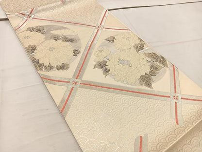 平和屋着物◎六通柄袋帯　花丸文　金銀糸　正絹　逸品　BAAV9172mz