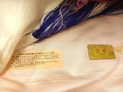 平和屋着物◎六通柄袋帯　唐織　扇面花文　金銀糸　正絹　逸品　BAAV9177mz