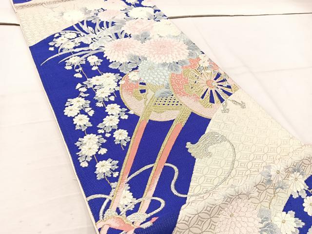 平和屋着物◎六通柄袋帯　花車文　金銀糸　正絹　逸品　BAAV9184mz