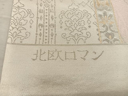 平和屋着物◎西陣　六通柄袋帯　北欧ロマン　舞蝶花文　正絹　逸品　BAAV9186mz