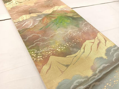 平和屋着物◎六通柄袋帯　ふるさと　金糸　引箔　正絹　逸品　BAAV9188mz