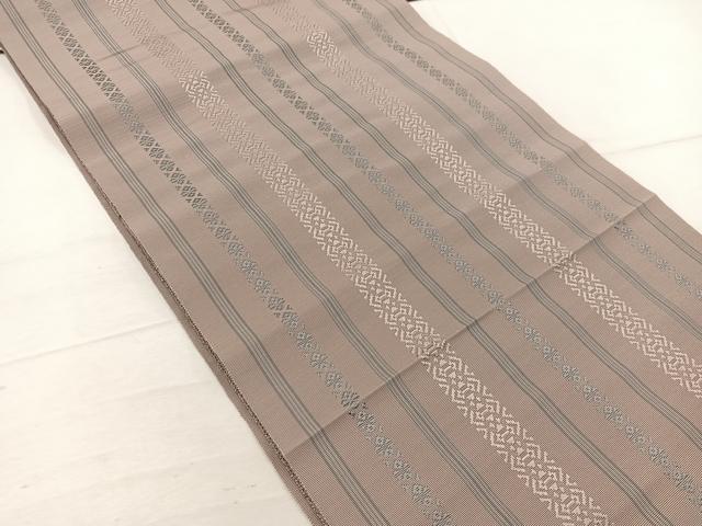 平和屋着物●本場筑前博多織 八寸名古屋帯 献上 丁子茶色 三越扱い 正絹 逸品 BAAV9205mz