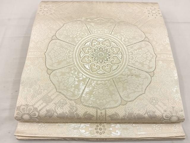 平和屋着物◎六通柄　本袋帯　宝相華　銀糸　正絹　逸品　BAAV9209mz