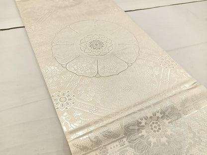 平和屋着物◎六通柄　本袋帯　宝相華　銀糸　正絹　逸品　BAAV9209mz