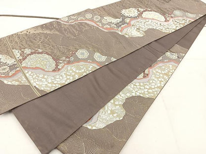 平和屋着物◎六通柄袋帯　唐織　道長流豊文　金糸　正絹　逸品　BAAV9211mz