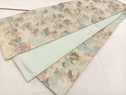 平和屋着物◎六通柄袋帯 動物枝葉文 金糸 正絹 逸品 BAAV9221mz