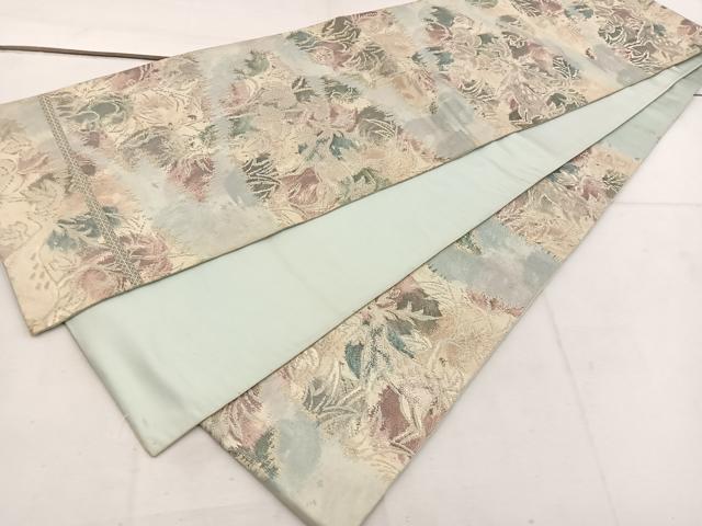 平和屋着物◎六通柄袋帯 動物枝葉文 金糸 正絹 逸品 BAAV9221mz