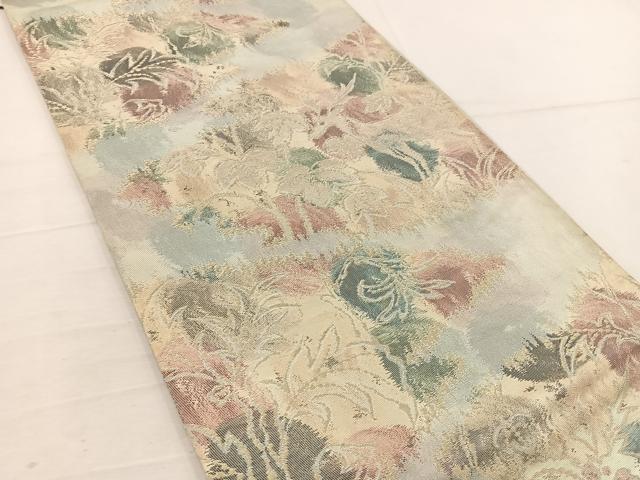 平和屋着物◎六通柄袋帯 動物枝葉文 金糸 正絹 逸品 BAAV9221mz