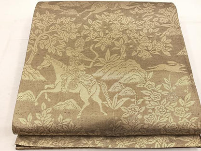 平和屋着物◎六通柄袋帯 狩猟文 金糸 正絹 逸品 BAAV9229mz