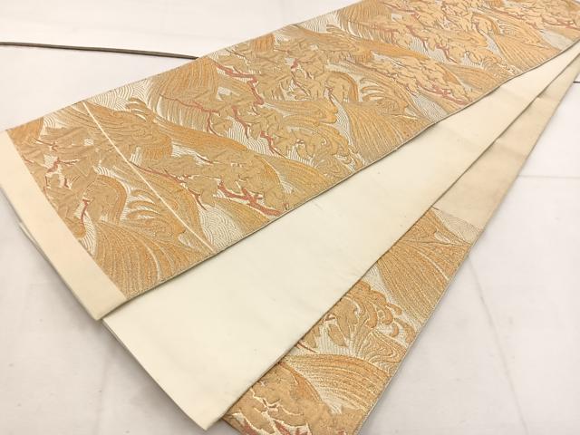 平和屋着物◎六通柄袋帯　立波文　金糸　BAAV9233mz
