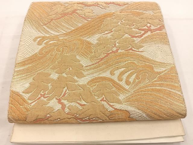 平和屋着物◎六通柄袋帯　立波文　金糸　BAAV9233mz