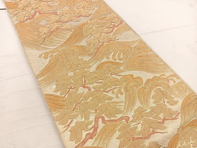 平和屋着物◎六通柄袋帯　立波文　金糸　BAAV9233mz