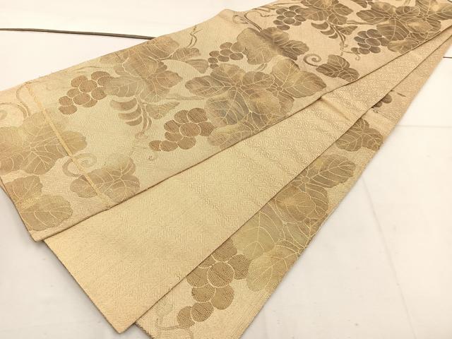 平和屋着物◎佐賀錦　六通柄袋帯　葡萄蔦の葉文　金糸　正絹　逸品　BAAV9234mz