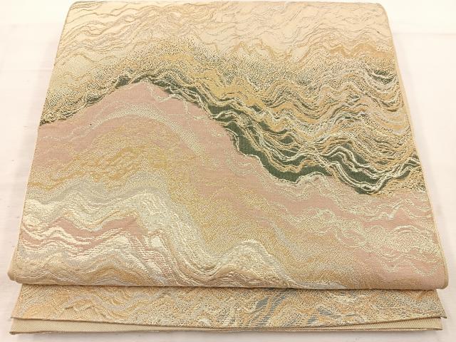 平和屋着物◎六通柄 本袋帯 流水文 金銀糸 正絹 逸品 BAAV9242mz