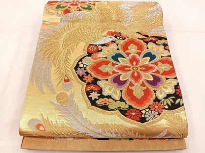 平和屋着物◎六通柄袋帯 鳳凰花文 金銀糸 正絹 逸品 BAAV9245mz