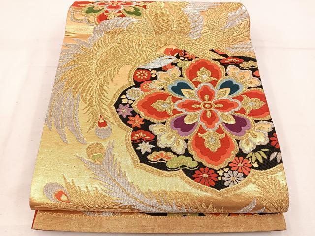 平和屋着物◎六通柄袋帯 鳳凰花文 金銀糸 正絹 逸品 BAAV9245mz