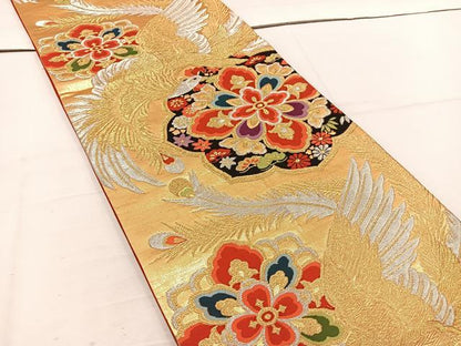 平和屋着物◎六通柄袋帯 鳳凰花文 金銀糸 正絹 逸品 BAAV9245mz