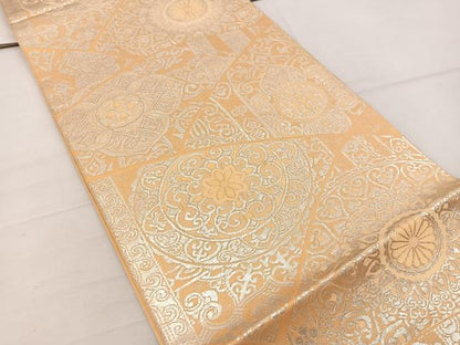 平和屋着物◎六通柄 本袋帯 京やまと 切嵌花文 本銀箔 正絹 逸品 BAAV9275mz