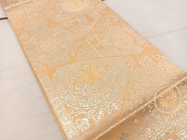 平和屋着物◎六通柄 本袋帯 京やまと 切嵌花文 本銀箔 正絹 逸品 BAAV9275mz