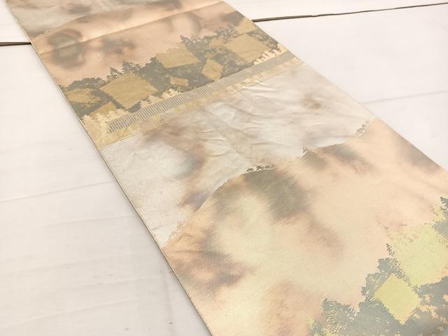 平和屋着物◎西陣 服部織物謹製 六通柄袋帯 こはく錦 風景文