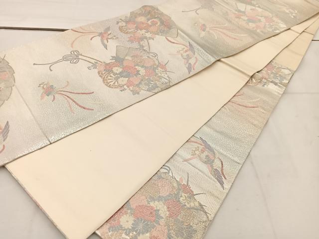 平和屋着物◎六通柄袋帯 唐織 鳳凰花車文 金糸 正絹 逸品 BAAV9278mz