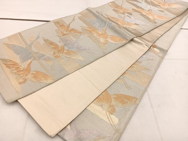 平和屋着物◎六通柄袋帯　飛鶴　金銀糸　正絹　逸品　BAAV9287mz