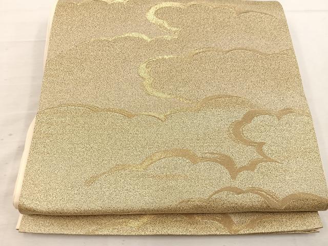 平和屋着物◎六通柄袋帯　雲重ね文　金糸　正絹　逸品　BAAV9288mz