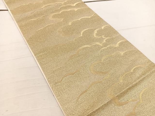 平和屋着物◎六通柄袋帯　雲重ね文　金糸　正絹　逸品　BAAV9288mz
