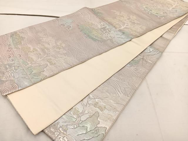 平和屋着物◎六通柄袋帯 風景文 金銀糸 正絹 逸品 BAAV9301mz