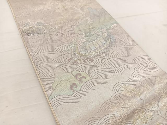 平和屋着物◎六通柄袋帯 風景文 金銀糸 正絹 逸品 BAAV9301mz
